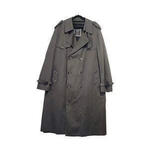 Christian Dior Monsieur Yoked Trench Coat 46 L Double Breasted Gray Wool Liner